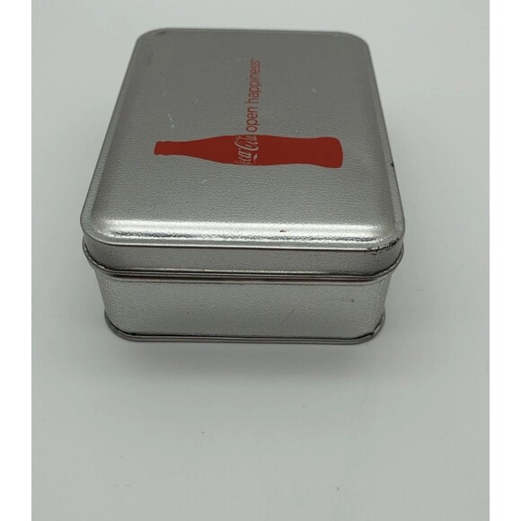 Collectible Coca Cola Tin Box Silver Rectangular Trinket Tin 5 x 3.6 x 1.6 - Picture 5 of 10